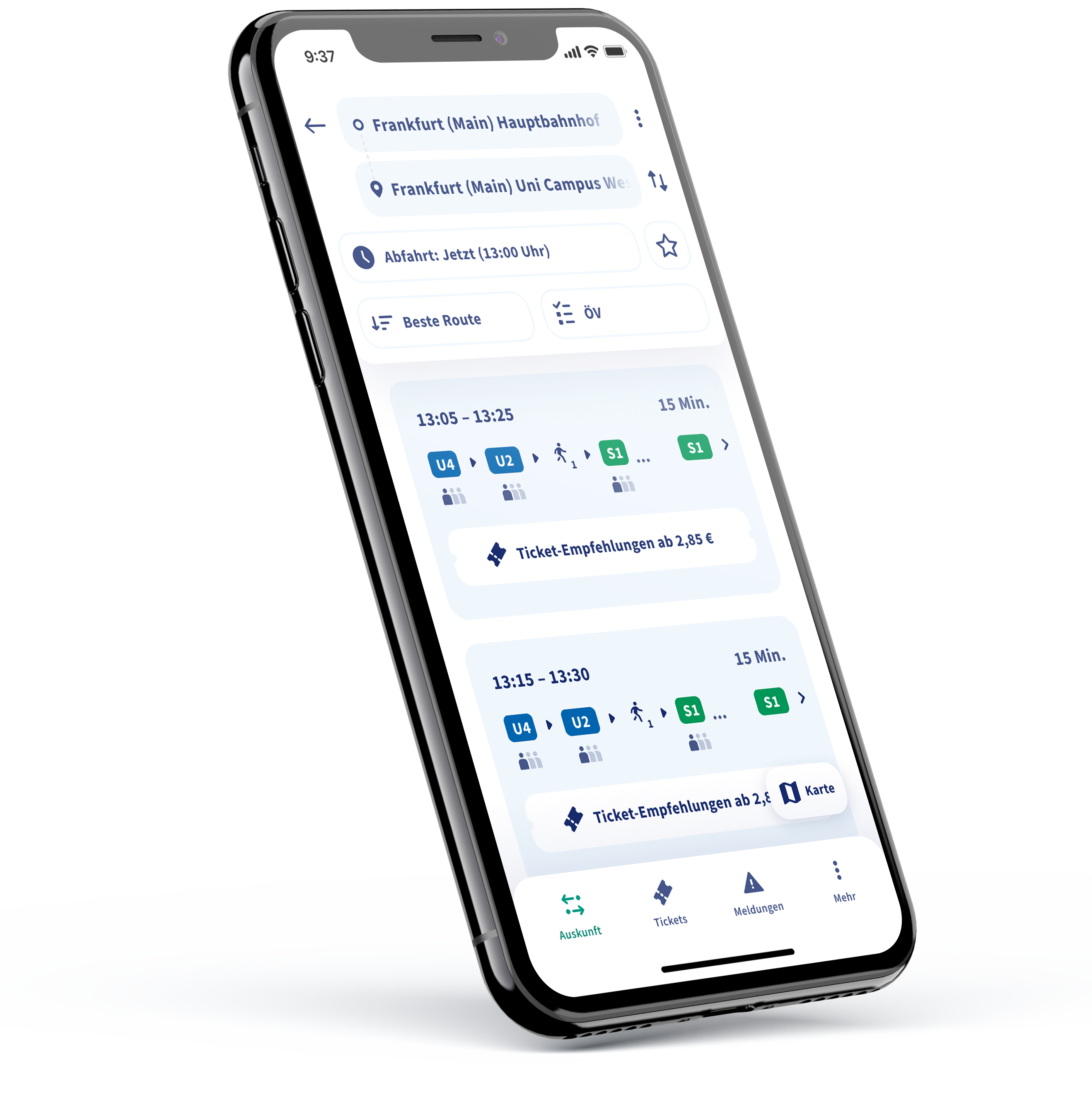 Iphone mit RMVgo-App Screenshot